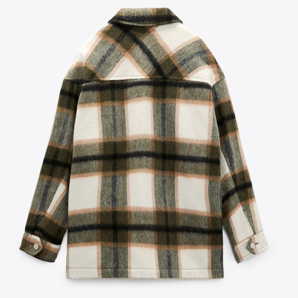 Zara Plaid Wool Overshirt Over Sized Button Down Shacket Jacket XXL - Picture 5 of 7